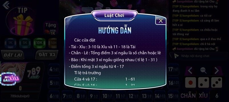 Luật chơi Tài Xỉu